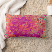 レトロ抽象芸術サンゴとパープルマーブルスワール ランバークッション (ブランケット)