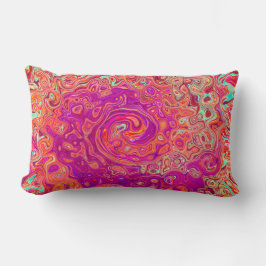 レトロ抽象芸術サンゴとパープルマーブルスワール ランバークッション