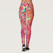 レトロ抽象芸術サンゴとパープルマーブルスワール レギンス (裏面)