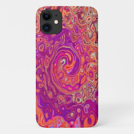 レトロ抽象芸術サンゴとパープルマーブルスワール Case-Mate iPhoneケース (裏面)