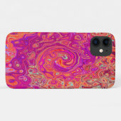 レトロ抽象芸術サンゴとパープルマーブルスワール Case-Mate iPhoneケース (裏面(横))
