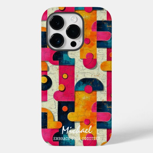 レトロ抽象芸術シェイプのカスタマイズ可能なデザイン(ピンク) Case-Mate iPhoneケース (裏面)