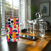 レトロ抽象芸術シェイプのカスタマイズ可能なデザイン(ピンク) Case-Mate iPhoneケース