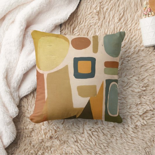 レトロ抽象芸術シェイプのミュートされたトーン装飾用クッション クッション (ブランケット)
