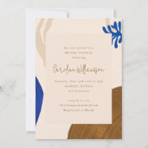 レトロ抽象芸術シェイプニュートラルブルーブライダルシャワー