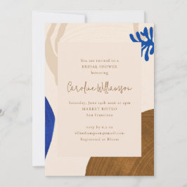 レトロ抽象芸術シェイプニュートラルブルーブライダルシャワー 招待状
