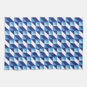 レトロ抽象芸術シェード（青いジオメトリパターン） キッチンタオル (横)