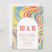 レトロ抽象芸術スワールアーチ70sモノグラム 招待状 (正面)