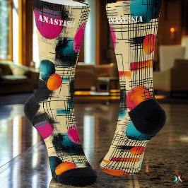 レトロ抽象芸術ソックスカラフル円形デザイン ソックス