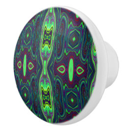 レトロ抽象芸術チャートルーズ、赤と青のパターン セラミックノブ