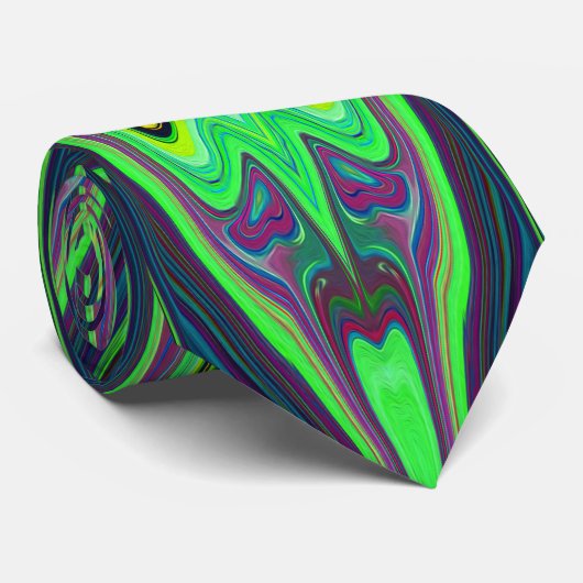 レトロ抽象芸術チャートルーズ、赤と青のパターン ネクタイ (ロール)