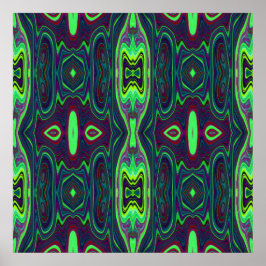 レトロ抽象芸術チャートルーズ、赤と青のパターン ポスター