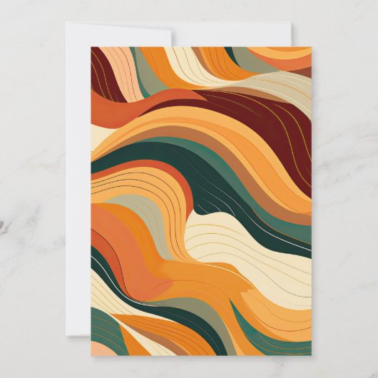 レトロ抽象芸術テラコッタオレンジ結婚ズ 招待状 (裏面)