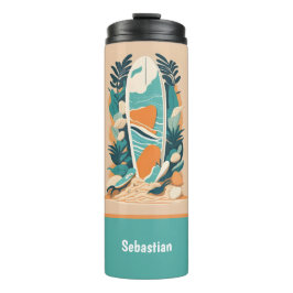 レトロ抽象芸術トロピカルビーチサーフボードforティーン タンブラー