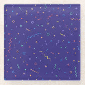 レトロ抽象芸術ネオンパターン ガラスコースター (正面)