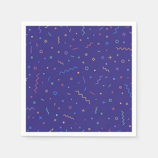 レトロ抽象芸術ネオンパターン スタンダードカクテルナプキン (正面)