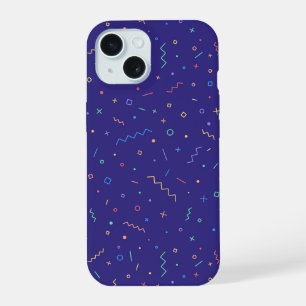 レトロ抽象芸術ネオンパターン iPhone 15ケース