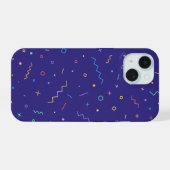 レトロ抽象芸術ネオンパターン iPhone 15ケース (裏面横)