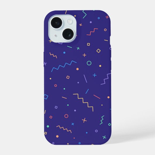 レトロ抽象芸術ネオンパターン iPhone 15ケース (裏面)
