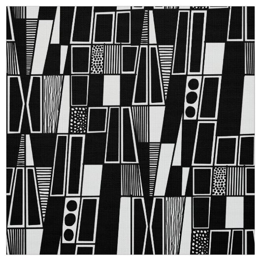 レトロ抽象芸術パターン300521 – 白黒表示 ファブリック (見本)