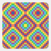 レトロ抽象芸術パターン スクエアシール (正面)