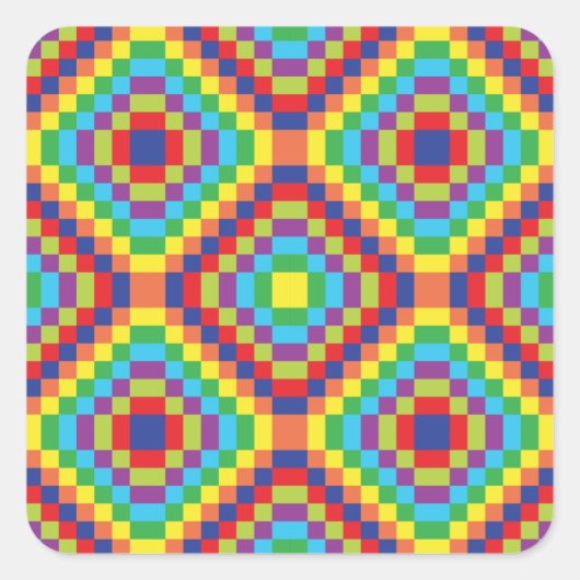 レトロ抽象芸術パターン スクエアシール (正面)