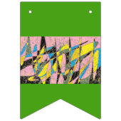 レトロ抽象芸術パーティーバナー（ピンクと緑） バンティングフラッグ (第2の旗)
