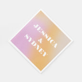 レトロ抽象芸術ピンクとオレンジ色のグラデーシ結婚ョン スタンダードランチョンナプキン (角)