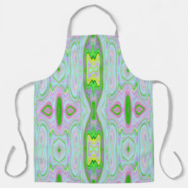 レトロ抽象芸術ピンク、ライムグリーン、アクアパターン エプロン