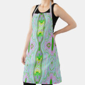 レトロ抽象芸術ピンク、ライムグリーン、アクアパターン エプロン (インサイチュ)