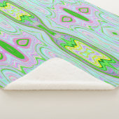 レトロ抽象芸術ピンク、ライムグリーン、アクアパターン シェルパブランケット (3/4)