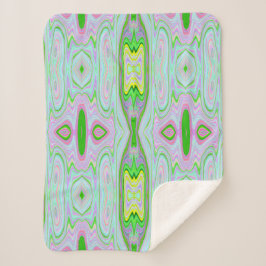 レトロ抽象芸術ピンク、ライムグリーン、アクアパターン シェルパブランケット