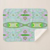レトロ抽象芸術ピンク、ライムグリーン、アクアパターン シェルパブランケット (正面(横))