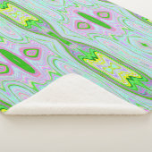レトロ抽象芸術ピンク、ライムグリーン、アクアパターン シェルパブランケット (3/4)