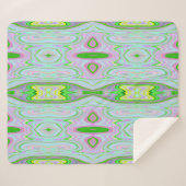 レトロ抽象芸術ピンク、ライムグリーン、アクアパターン シェルパブランケット (正面(横))