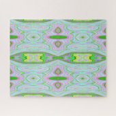 レトロ抽象芸術ピンク、ライムグリーン、アクアパターン ジグソーパズル (横)