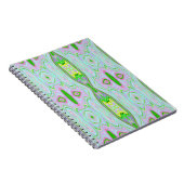 レトロ抽象芸術ピンク、ライムグリーン、アクアパターン ノートブック (右側)