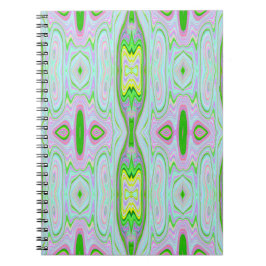 レトロ抽象芸術ピンク、ライムグリーン、アクアパターン ノートブック