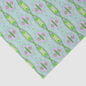 レトロ抽象芸術ピンク、ライムグリーン、アクアパターン 薄葉紙 (詳細)