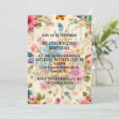 レトロ抽象芸術フラワーアートバースデーパーティー 招待状 (スタンド正面)