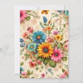 レトロ抽象芸術フラワーアートバースデーパーティー 招待状 (裏面)