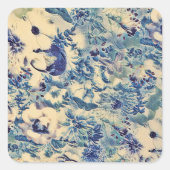 レトロ抽象芸術フラワーバタフライアートワークズガーデン スクエアシール (正面)