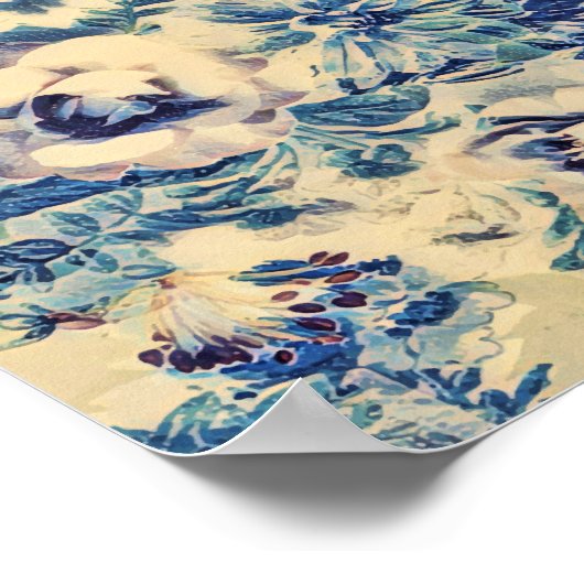 レトロ抽象芸術フラワーバタフライアートワークズガーデン ポスター (角)