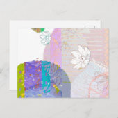 レトロ抽象芸術フローラコラージュ ポストカード (正面/裏面)
