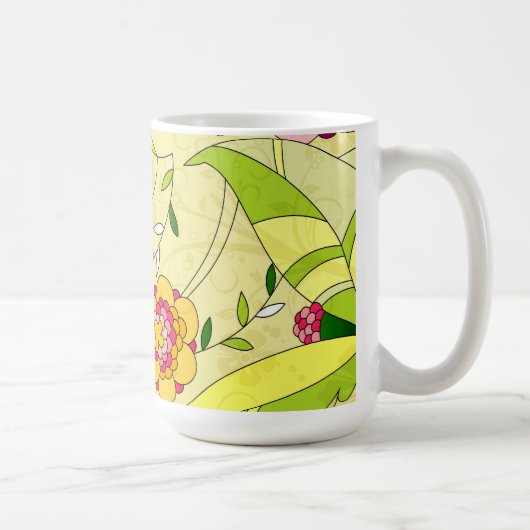 レトロ抽象芸術フローラコラージュ マグカップ (右)