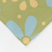 レトロ抽象芸術ブルーと黄色の花のパターン フリースブランケット (角)