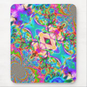 レトロ抽象芸術ブルーフラワーフローラひまわり畑 マウスパッド (正面)