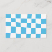 レトロ抽象芸術ブルーホワイトチェッカーボードアート 名刺 (裏面)