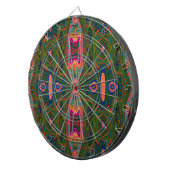 レトロ抽象芸術ブルー、グリーン、オレンジパターン ダーツボード (正面右)