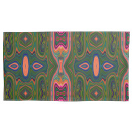 レトロ抽象芸術ブルー、グリーン、オレンジパターン 枕カバー